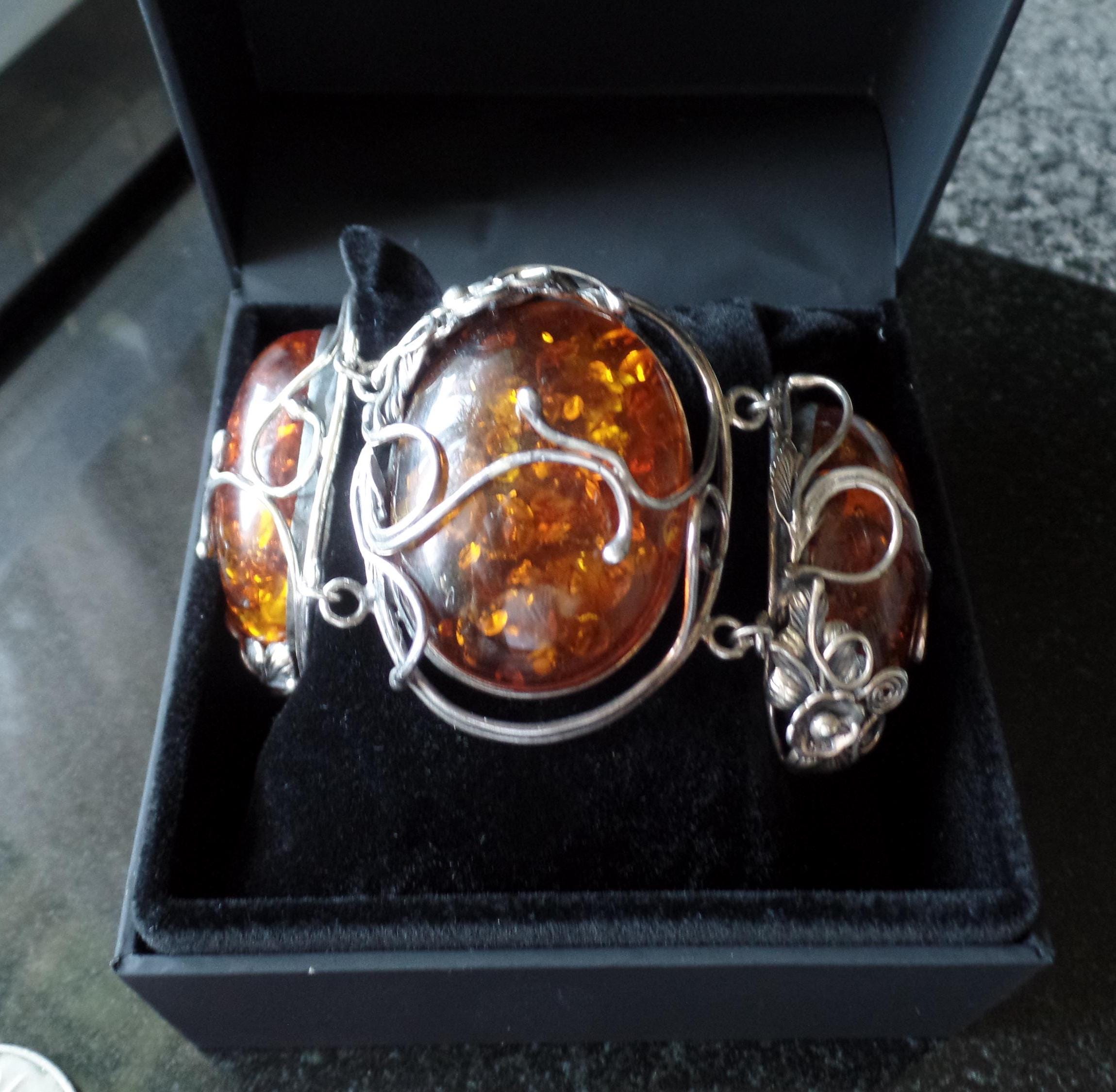 Absolute Monster Vintage Sterling Silver and Baltic Amber Bracelet