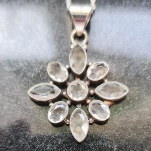 Sterling Silver and Rock Crystal Star Pendant or Necklace Alternative April Birthstone