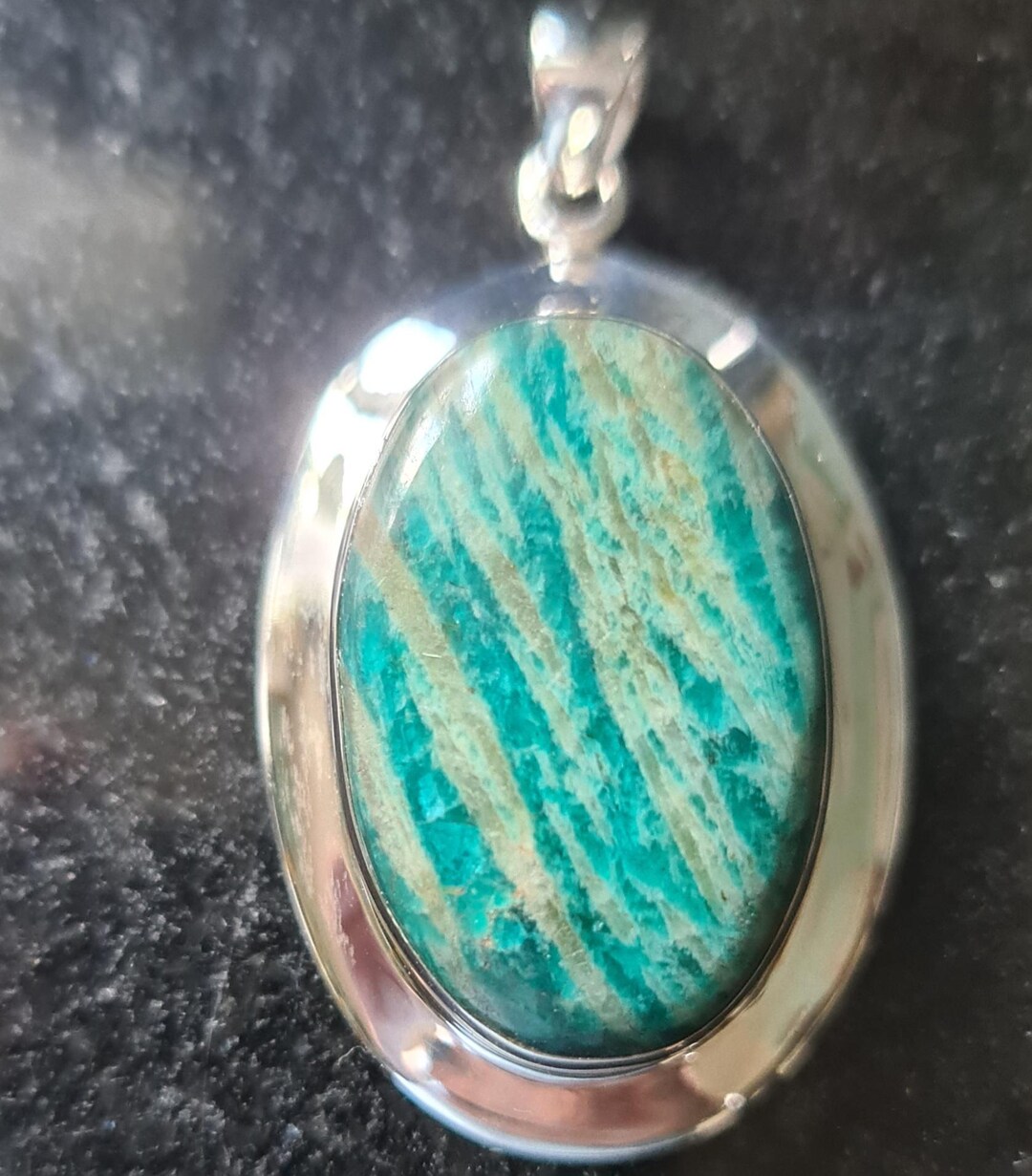 Chunky Sterling Silver Amazonite Pendant 13.3g Colorado Jade Virgo
