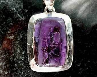 925 Sterling Silver Clip Bail Cushion Sugilite Center Pendant