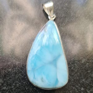 Sterling Silver and Dominican Larimar Pendant 15.3g Atlantis Stone