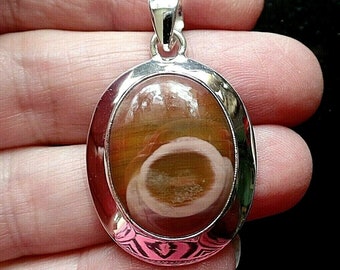 Chunky Sterling Silver and Natural Imperial Pink Jasper Pendant 9.6g