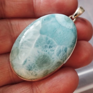 Superb Sterling Silver and Dominican Larimar Pendant 18.3g Atlantis Stone