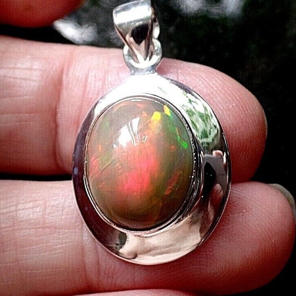 Reserved for Monika DO NOT BUY Superb Stylish Sterling Silver and Ethiopian Black Opal Pendant October Birthstone 5.9g