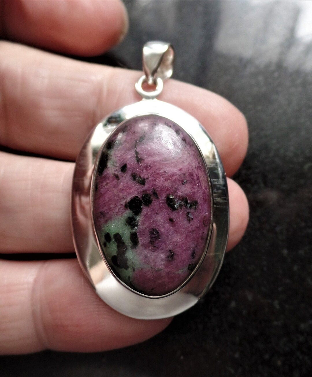 Sterling Silver and Ruby Zoisite Pendant 12.5g Anyolite Pendant Etsy