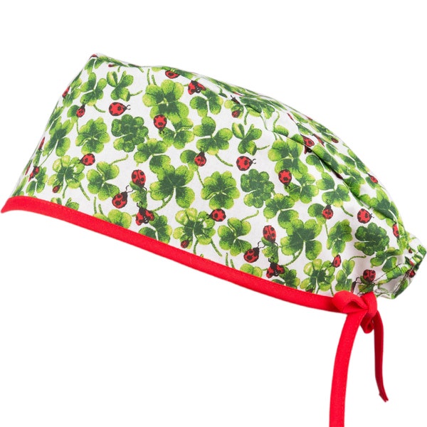 Pilucaps, Modèle COCCINELLE Cheveux Courts, Bonnets Chirurgicaux pour hommes et femmes avec liens à nouer - 100% Coton