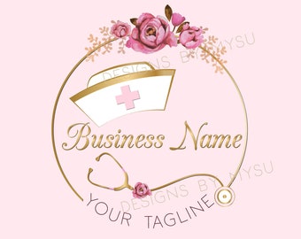 Custom logo design, flowers nurse logo, cute stethoscope logo, nurse hat logo, logo for nurses, stethoscope logo design, health logo nurse