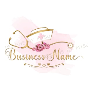 Custom logo design, flowers nurse logo, cute stethoscope logo, nurse hat logo, logo for nurses, stethoscope logo design, health logo nurse