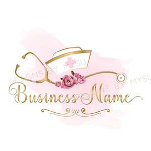 Aangepast logo-ontwerp, logo bloemenverpleegkundige, schattig stethoscooplogo, logo verpleegsterhoed, logo voor verpleegkundigen, logo-ontwerp stethoscoop, verpleegkundige gezondheidslogo
