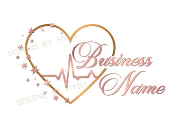 Heartbeat Logo Design: Rose Gold Medical Branding (Digital Files)