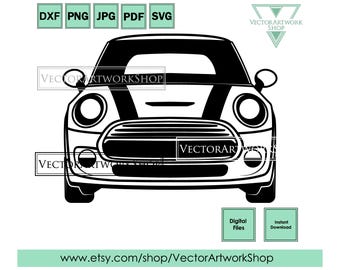 Mini svg, hardtop cooper F55, silhouette cut files, car vector design, plasma cut file, cricut cutter plotter files, laser engraving