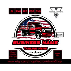 Dump Truck Logo Design: American Flag, Construction Equipment (Digital Files)