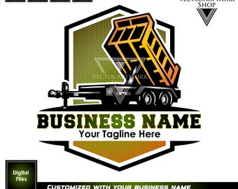 Dump Trailer Logo Design | Hauling Business Branding | Construction Truck Emblem | Digital Download Vector