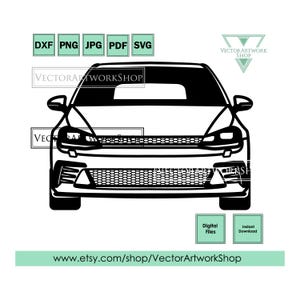 Può includere: Illustrazione in bianco e nero a linee d'arte della parte anteriore di un'auto. L'auto ha una grande griglia e fari. L'immagine è un download digitale.