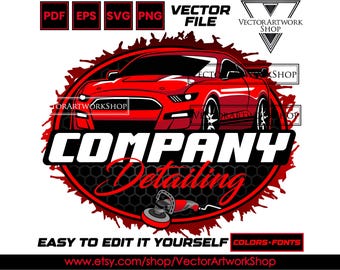 Car detailing logo template, auto detailing DIY design