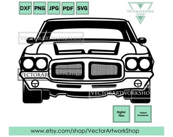 Judge gto 1971 2nd Gen svg, front american muscle car usa, vector silhouette car, plasma cut file cricut cutter plotter printable wall art