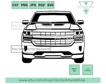 Chevy silverado 1500 3rd gen, american pickup car silhouette, instant download, graphic art vector, plasma cut cricut cutter plotter files