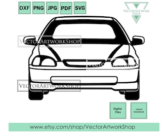 Civic type R EK9 car ,svg front japanese design, sport car vector, 1997-2000 Silhouette, plasma cut cricut cutter plotter, laser engraving