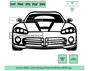 Viper ACR-X ZB II, american muscle car vector, instant download, silhouette front view, plasma cut cricut cutter plotter, laser engraving