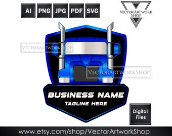 Truck logo, trucking company logo, transportation logistics badge design, modern delivery truck illustration, vector format, branding design
