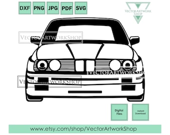 E30 m3 car svg, sport car vector, front german car design, instant download, plasma cut file, cricut cutter plotter files, laser engraving