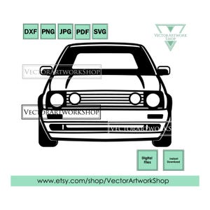 Golf GTi Mk2 car svg, car vector design, instant download, plasma cut file, cricut cutter plotter files, laser engraving, printable wall art