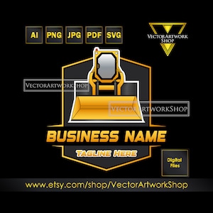 Skid steer logo, construction company logo, heavy equipment logo, excavation logo, landscaping logo, demolition logo, vector branding design