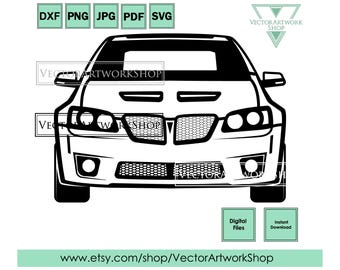 G8 GXP 2009 svg, front american muscle car usa, vector silhouette cut, plasma cut file, cricut cutter plotter printable wall art, stickers