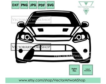 Focus RS Mk2 car svg, sport car vector design, instant download, plasma cut file, cricut cutter plotter files, laser engraving, Motorsport
