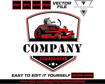 Lawn Mower Logo, Zero Turn Mower DIY Logo, Landscaping Logo, Yard Maintenance Lawn Care Logo Design, Lawn Mowing Logo, Grass Cutter Logo
