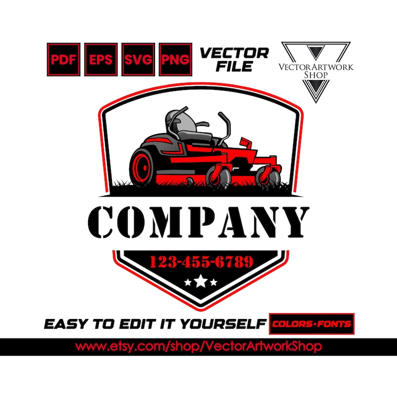 Lawn Mower Logo, Zero Turn Mower DIY Logo, Landscaping Logo, Yard ...