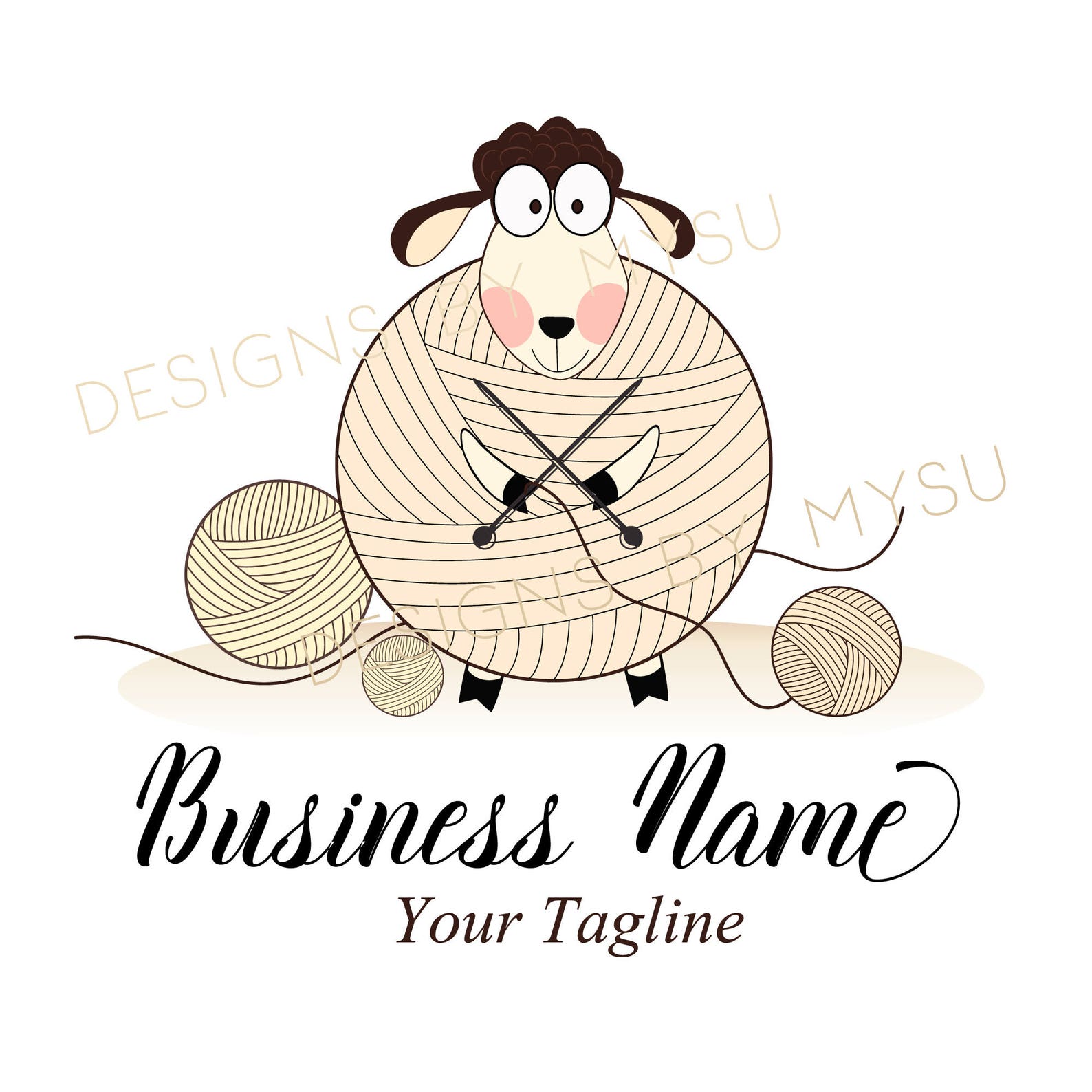 Custom Logo Design, Sheep Crochet Yarn Logo, Sheep Crochet Logo, Sheep