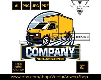 Box truck logo, delivery van template