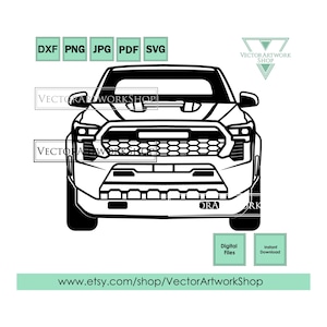 Tacoma TRD Sport 4th gen N400 pickup truck svg, front view american car vector silhouette, plasma cut cricut cutter plotter, tshirt stickers