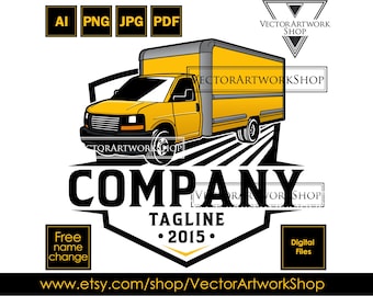 Box truck logo, delivery van template