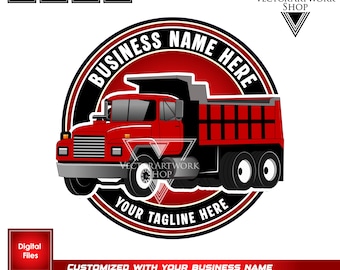 Dump Truck Logo, Transportation Company Business Branding, Round Stamp (Digital Files)