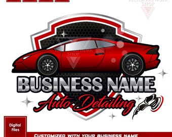 Auto Detailing Logo, Car Wash Logo, Automotive Business Branding, Red Sports Car Logo, Detailing Digital Download