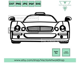 CLK GTR C297 car svg, sport car race, front german car design, Benz  tshirt stickers, plasma cut, cricut cutter plotter, laser engraving