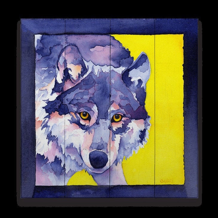 Colorful Wolf Watercolor Print on Wood Can Be Hung Inside or - Etsy New  Zealand