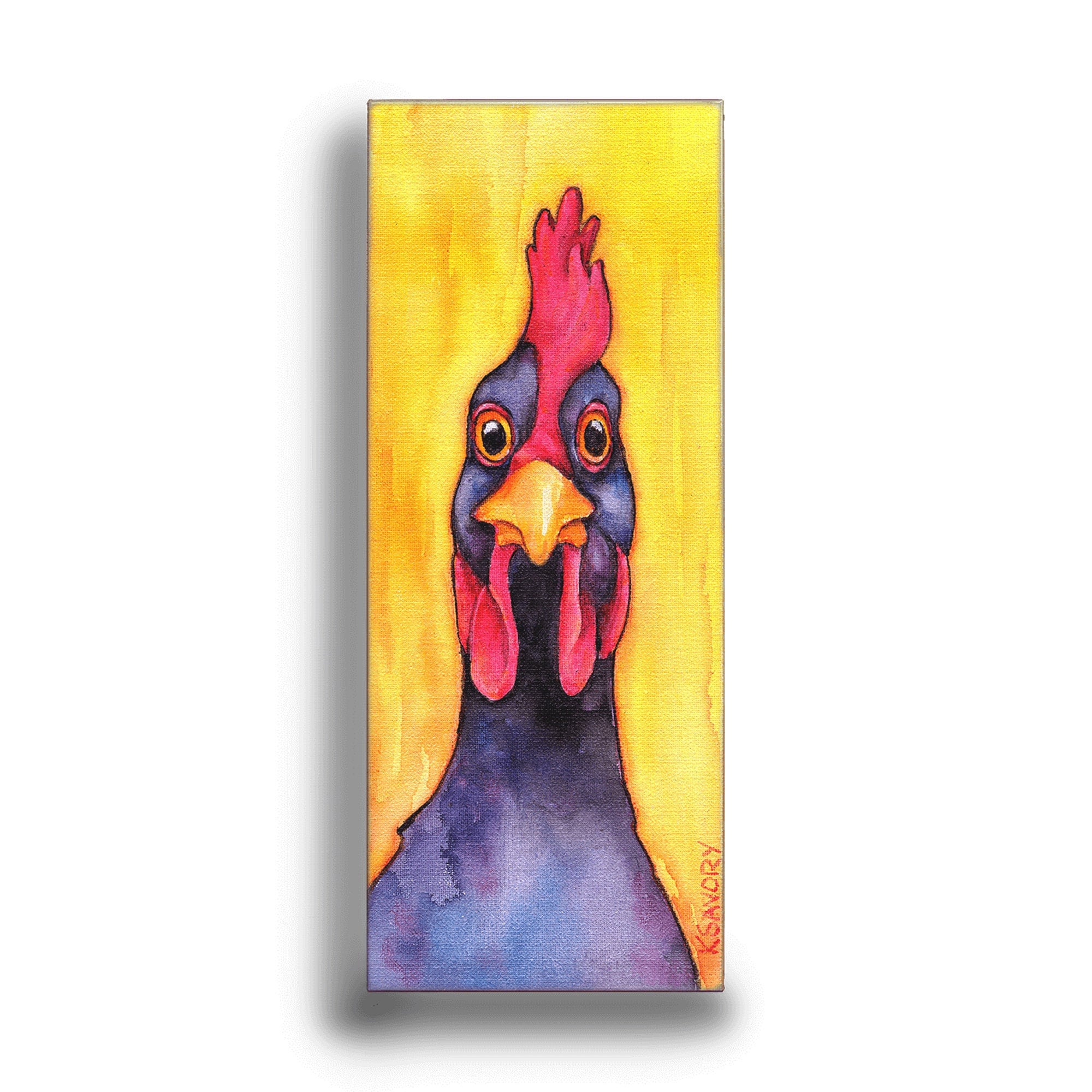 Whimsical watercolor chicken print on metal can be hung - Etsy.de