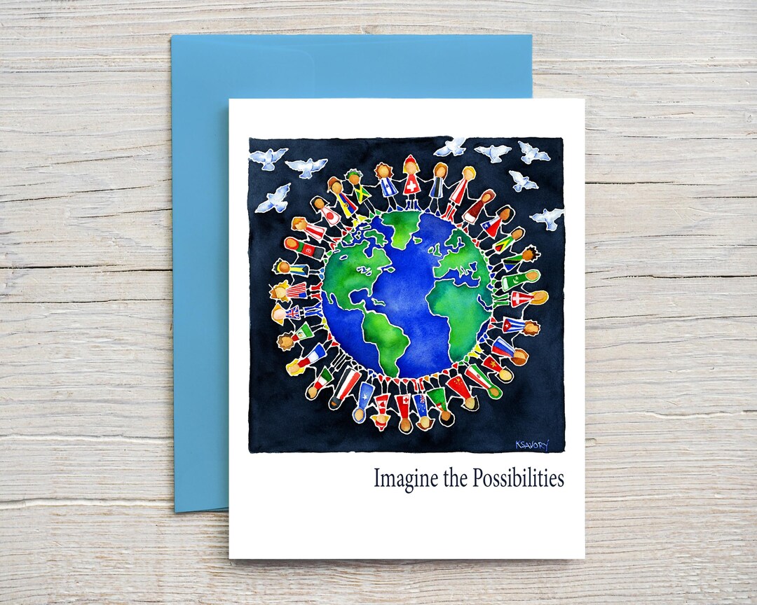 Note For Peace Peace Inspired Note Card From an Original Watercolor by Karen Savory - Etsy