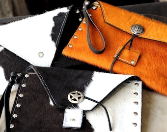 Cowhide & Leather Clutches, purse, cowgirl, western,