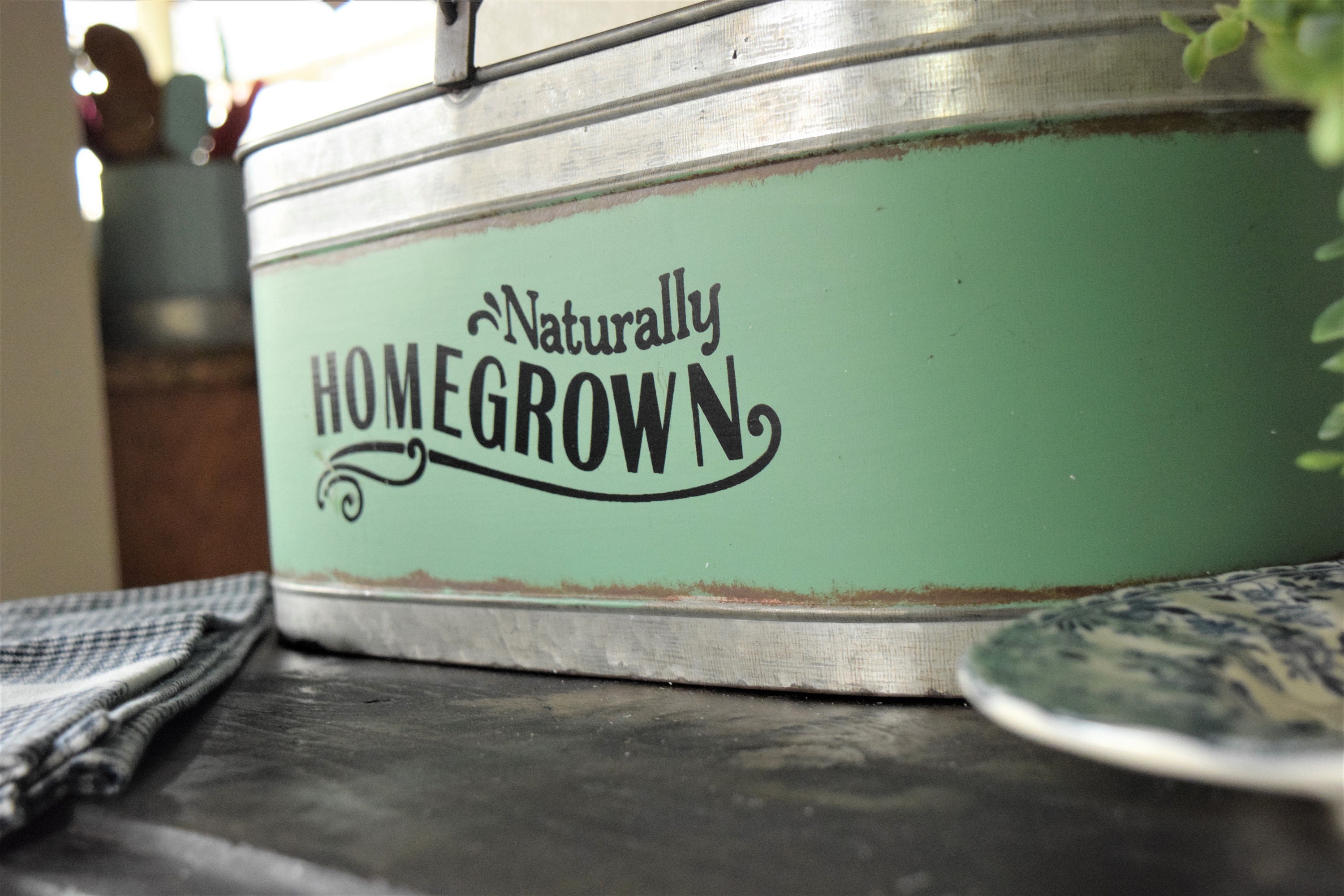 Rustic galvanized metal farmhouse bucket southern country decor