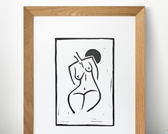 9x12” Block Print: Sun Babe