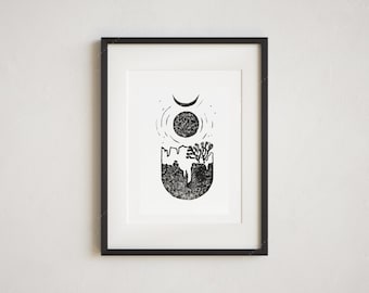 Impresión en bloque de 9x12”: Desierto de árboles de Josué