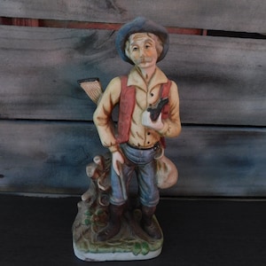 Hunter Figurine, Ceramic Hunter Figurine, Lone Hunter Figurine, Man Cave Gift, Hunting Gift, Outdoorsman Gift, Cabin Decor, Lodge Decor