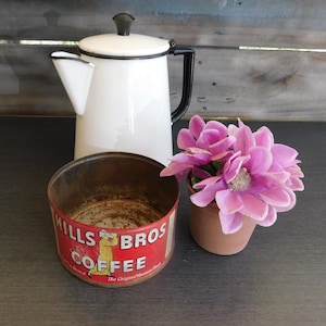 Vintage Hills Bros Coffee Tin, Vintage Coffee Can, Vintage Kitchen Decor, Vintage Coffee Decor, Primitive Decor