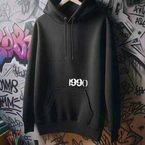 BOOMBOX ERA HOODIE 1990 by Drez William / from the Cassettes White on Black Urban music lover Golden era of hiphop Three-Panel Fleece Hoodie image 2