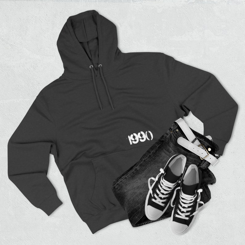 BOOMBOX ERA HOODIE 1990 by Drez William / from the Cassettes White on Black Urban music lover Golden era of hiphop Three-Panel Fleece Hoodie image 6
