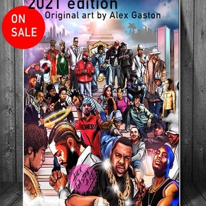 Original 2021 Hip Hop Heaven Artwork special Cardstock prints limited hiphop gifts art by viral artist Alex Gaston